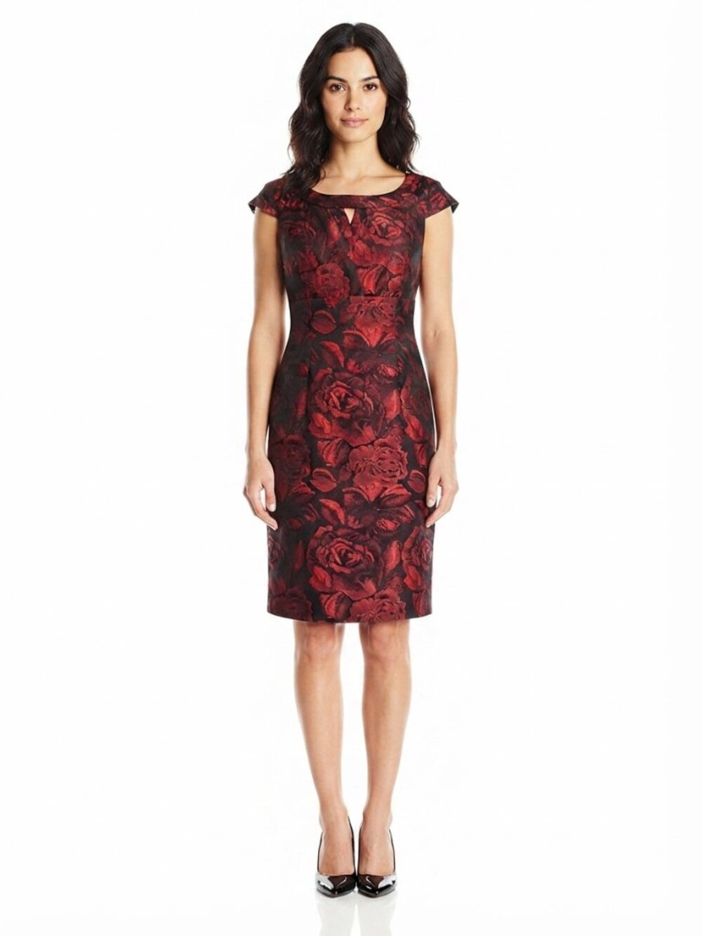 Liz Claiborne Floral Print Empire Waist Taffeta Cocktail Dress- Sz. 8P